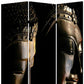 72" Black Canvas Folding Three Panel Screen Room Divider