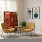 72" Red Canvas Folding Three Panel Screen Room Divider