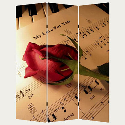 72" Brown And White Canvas Folding Three Panel Screen Room Divider