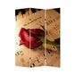 72" Brown And White Canvas Folding Three Panel Screen Room Divider