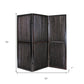 72" Brown Folding Three Panel Screen Room Divider