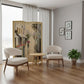 72" Beige Folding Three Panel Screen Room Divider