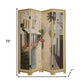 72" Beige Folding Three Panel Screen Room Divider