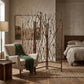 70" Brown Wood Branches Folding Three Panel Screen Room Divider