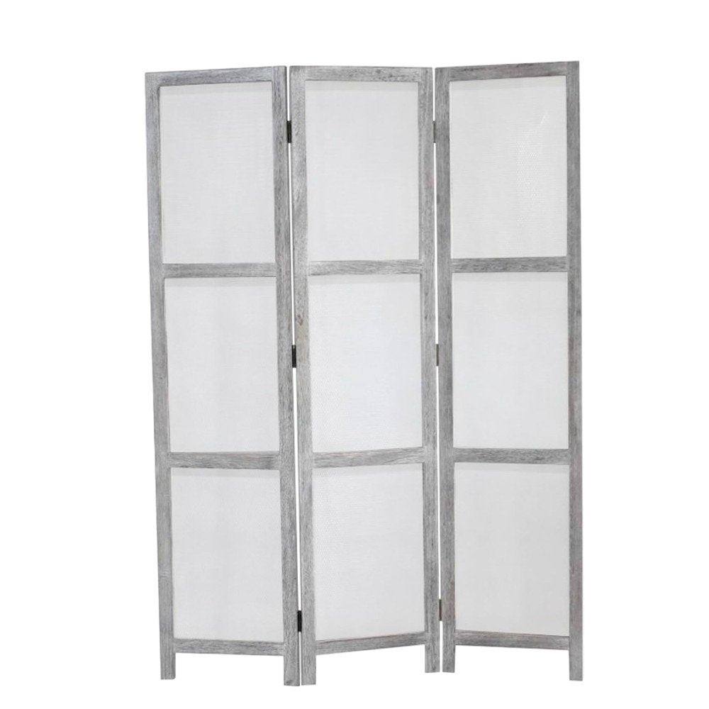 67" Gray Folding Three Panel Screen Room Divider
