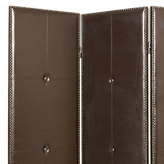 60" X 72" Brown Faux Leather  Screen