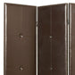 72" Brown Faux Leather Folding Three Panel Screen Room Divider