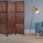 72" Brown Wood Folding Three Panel Screen Room Divider
