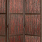 72" Brown Wood Folding Three Panel Screen Room Divider
