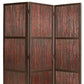 72" Brown Wood Folding Three Panel Screen Room Divider