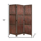 72" Brown Wood Folding Three Panel Screen Room Divider