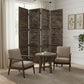 84" Black Wood Folding Four Panel Screen Room Divider