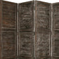 84" Black Wood Folding Four Panel Screen Room Divider