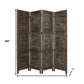 84" Black Wood Folding Four Panel Screen Room Divider