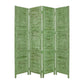 84" Black Wood Folding Four Panel Screen Room Divider