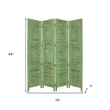84" Black Wood Folding Four Panel Screen Room Divider