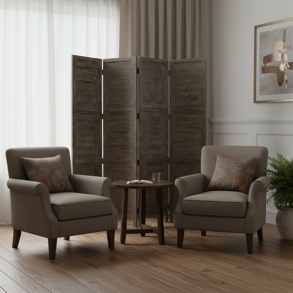 76" X 84" Black Wood Screen