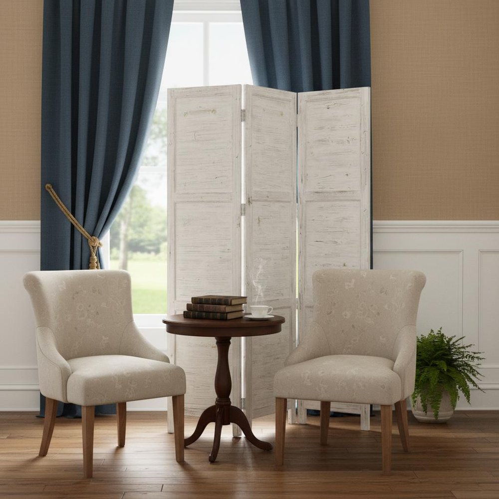 76" X 84" Black Wood Screen