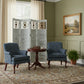 84" Blue Wood Folding Four Panel Screen Room Divider