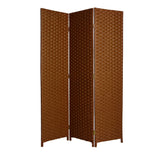 72" Dark Brown Folding Three Panel Screen Room Divider