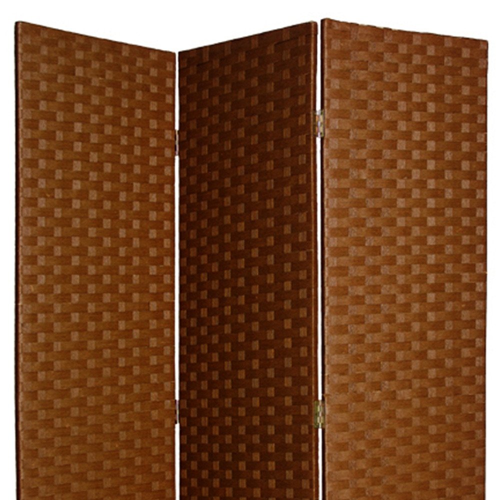 72" Dark Brown Folding Three Panel Screen Room Divider