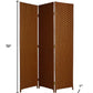 72" Dark Brown Folding Three Panel Screen Room Divider