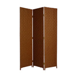 54" X 72" Dark Brown Wood  3 Panel Screen