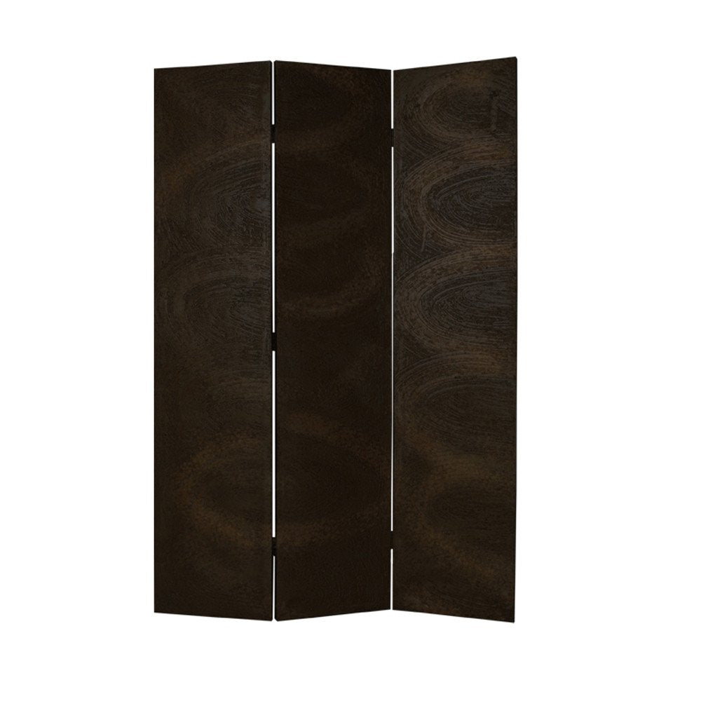 72" Black Canvas Folding Three Panel Screen Room Divider