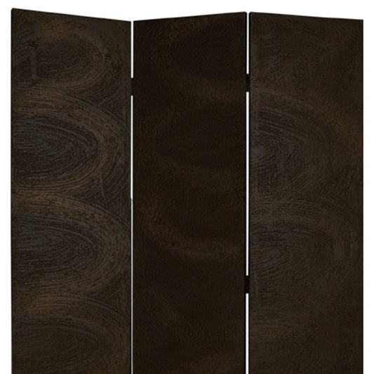 72" Black Canvas Folding Three Panel Screen Room Divider