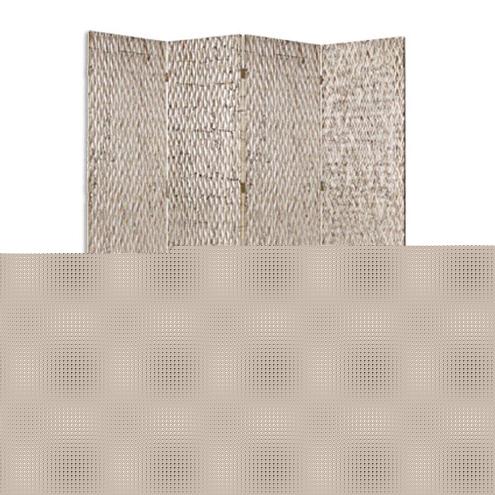 84" Silver Wood Folding Four Panel Screen Room Divider