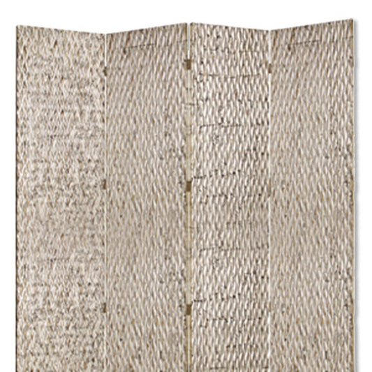 84" Silver Wood Folding Four Panel Screen Room Divider