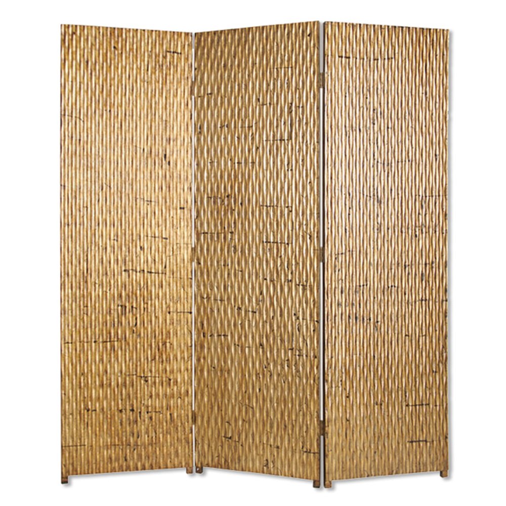 72" Silver Wood Folding Three Panel Screen Room Divider