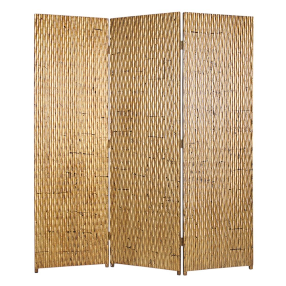 63" X 72" Silver Wood 3 Panel  Screen