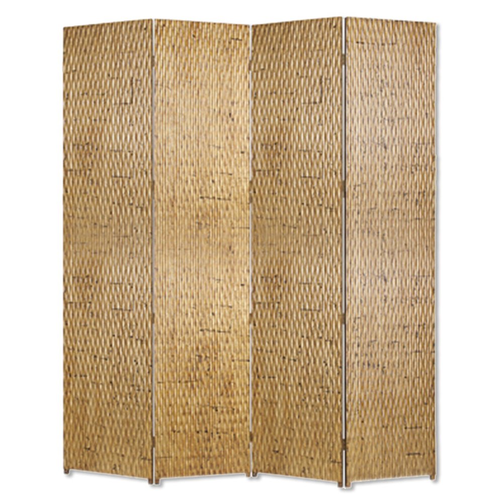 84" Silver Wood Folding Four Panel Screen Room Divider