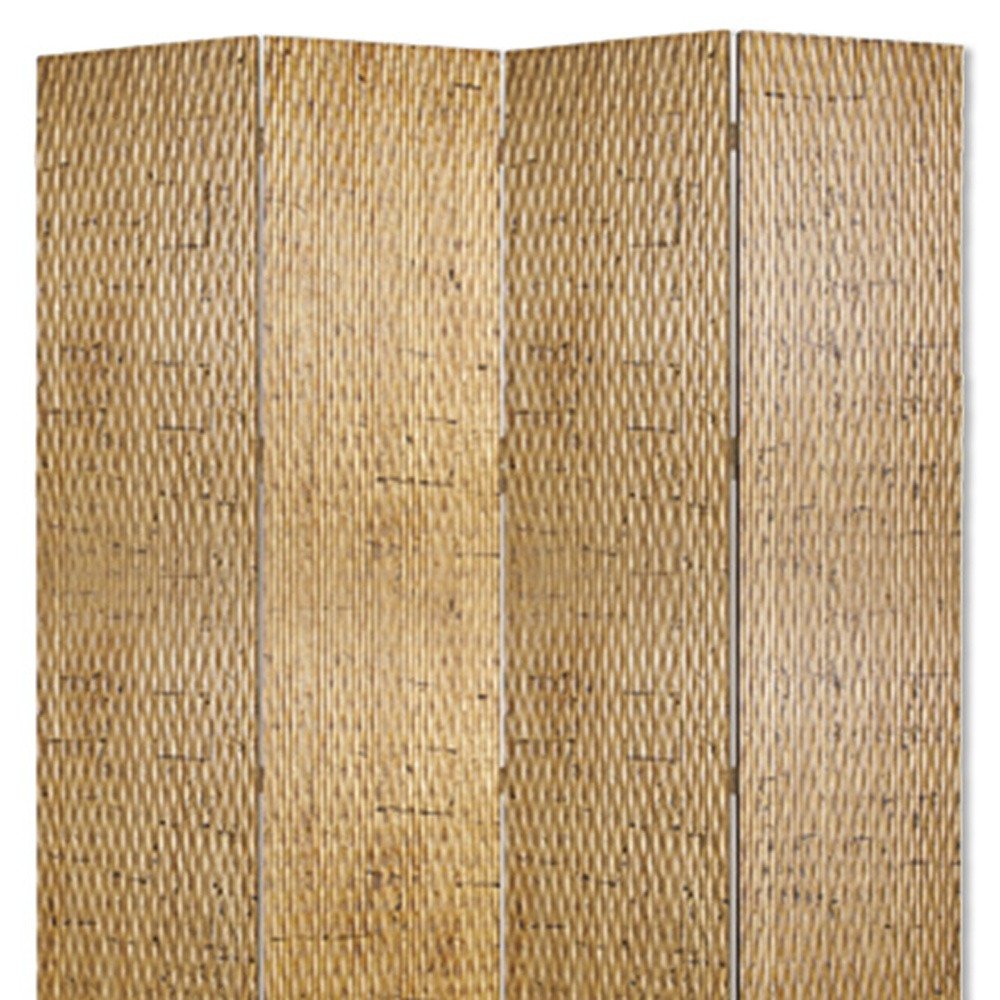 84" Silver Wood Folding Four Panel Screen Room Divider