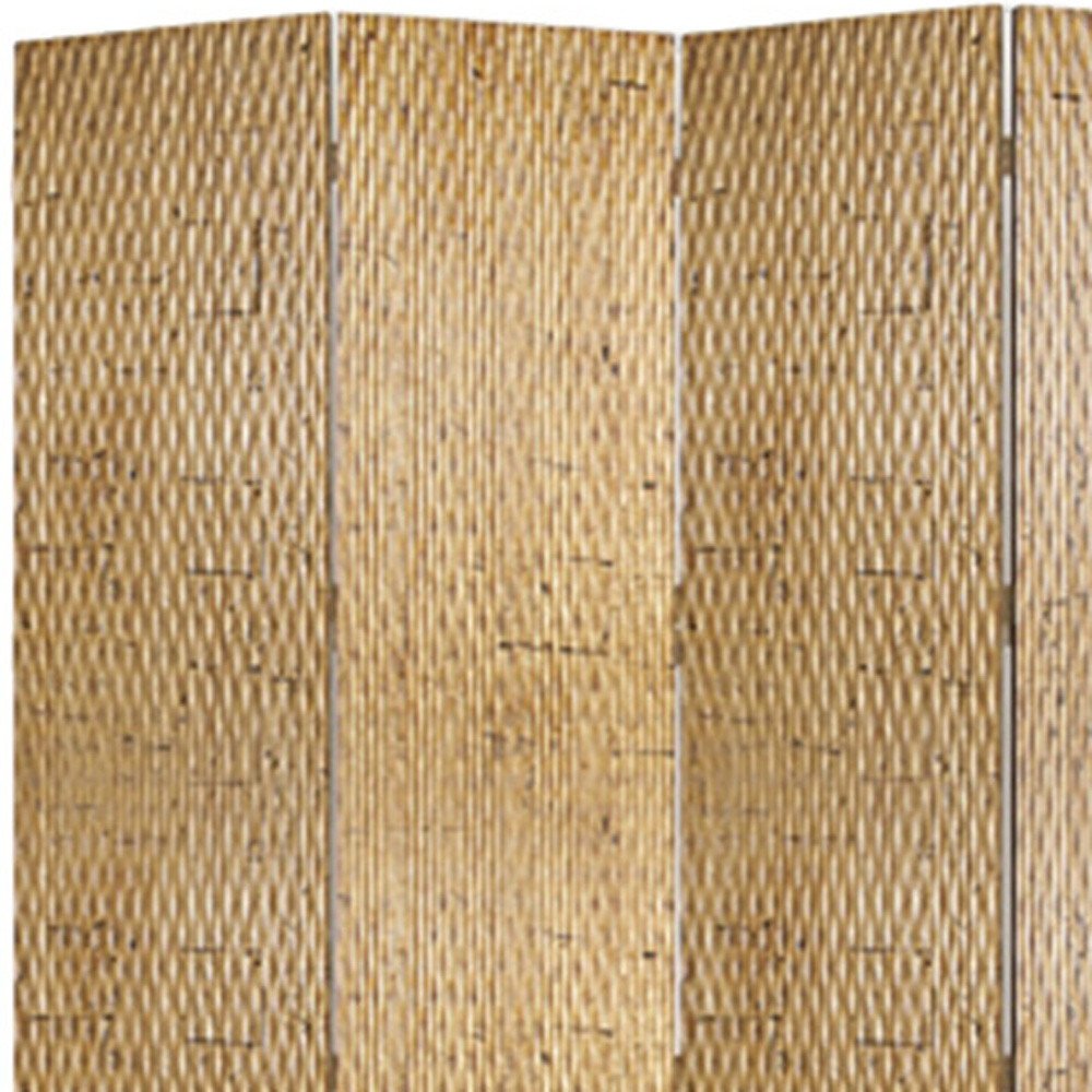 84" Silver Wood Folding Four Panel Screen Room Divider
