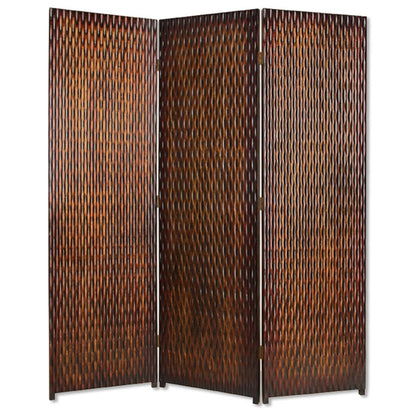 72" Brown Wood Folding Three Panel Screen Room Divider