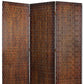 72" Brown Wood Folding Three Panel Screen Room Divider
