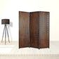 72" Brown Wood Folding Three Panel Screen Room Divider