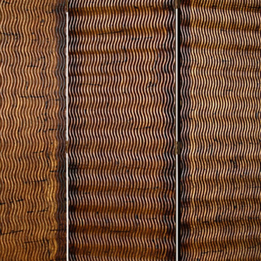 72" Brown Wood Folding Three Panel Screen Room Divider