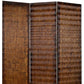 72" Brown Wood Folding Three Panel Screen Room Divider