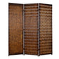 72" Brown Wood Folding Three Panel Screen Room Divider