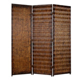 63" X 72" Brown Wood 3 Panel  Screen