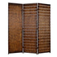 72" Brown Wood Folding Three Panel Screen Room Divider