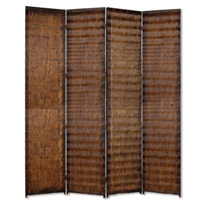 84" Brown Wood Folding Four Panel Screen Room Divider