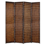 84" Brown Wood Folding Four Panel Screen Room Divider
