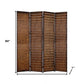 84" Brown Wood Folding Four Panel Screen Room Divider
