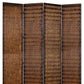 84" Brown Wood Folding Four Panel Screen Room Divider