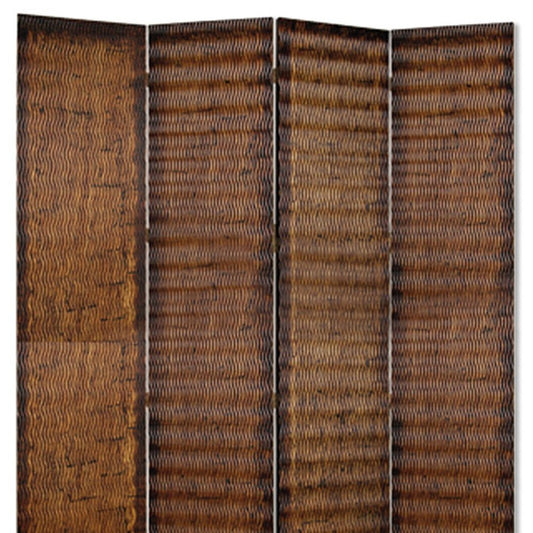 84" Brown Wood Folding Four Panel Screen Room Divider