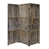 72" Brown Wood Folding Three Panel Screen Room Divider
